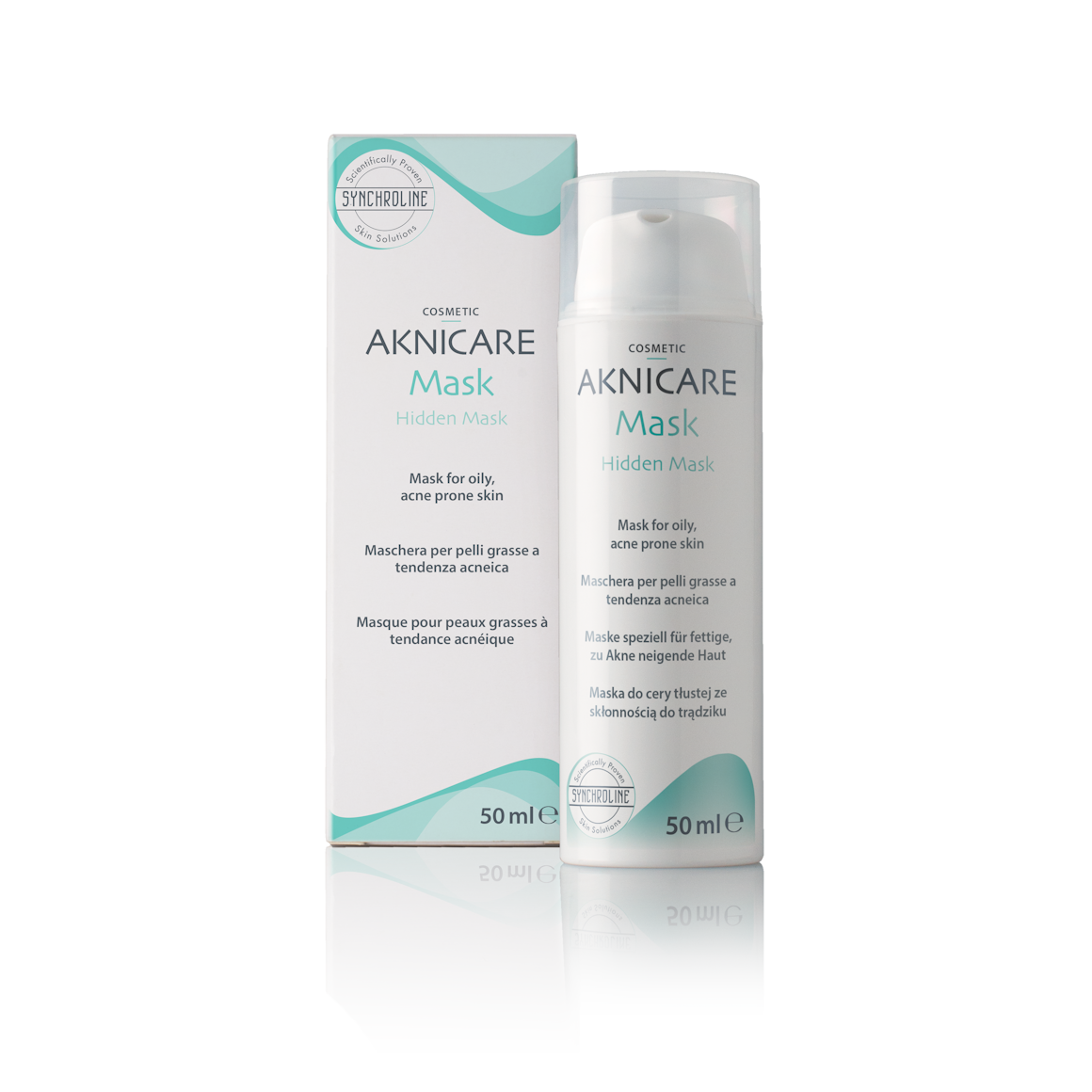 Aknicare mask acne skincare treatment on a white backgroud