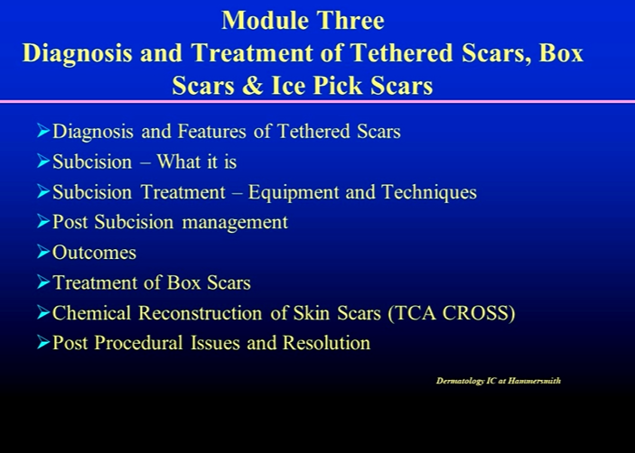 Module 3 - Presentation The Diagnosis and Treatment of Ice Pick, Box and Tethered Scars