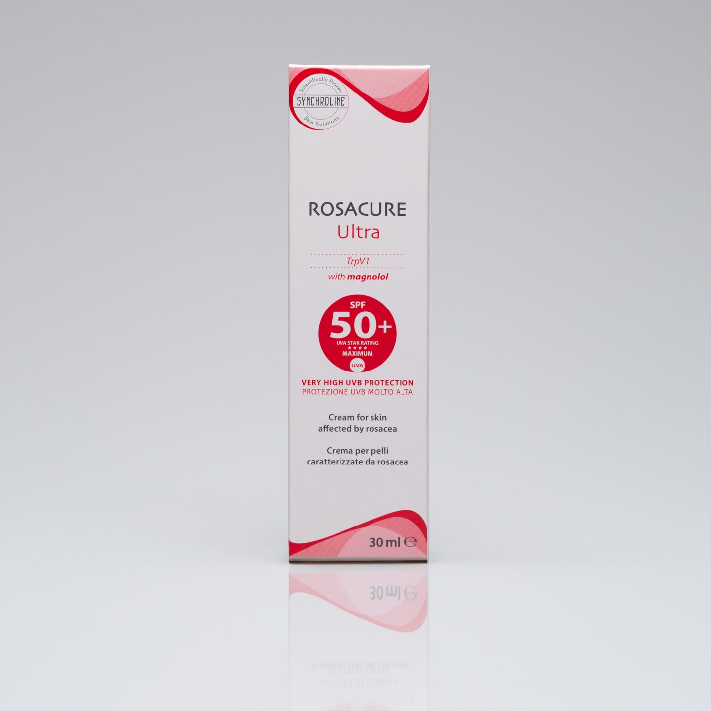Rosacure Ultra for Skin Affected by Rosacea packaging on a gray background