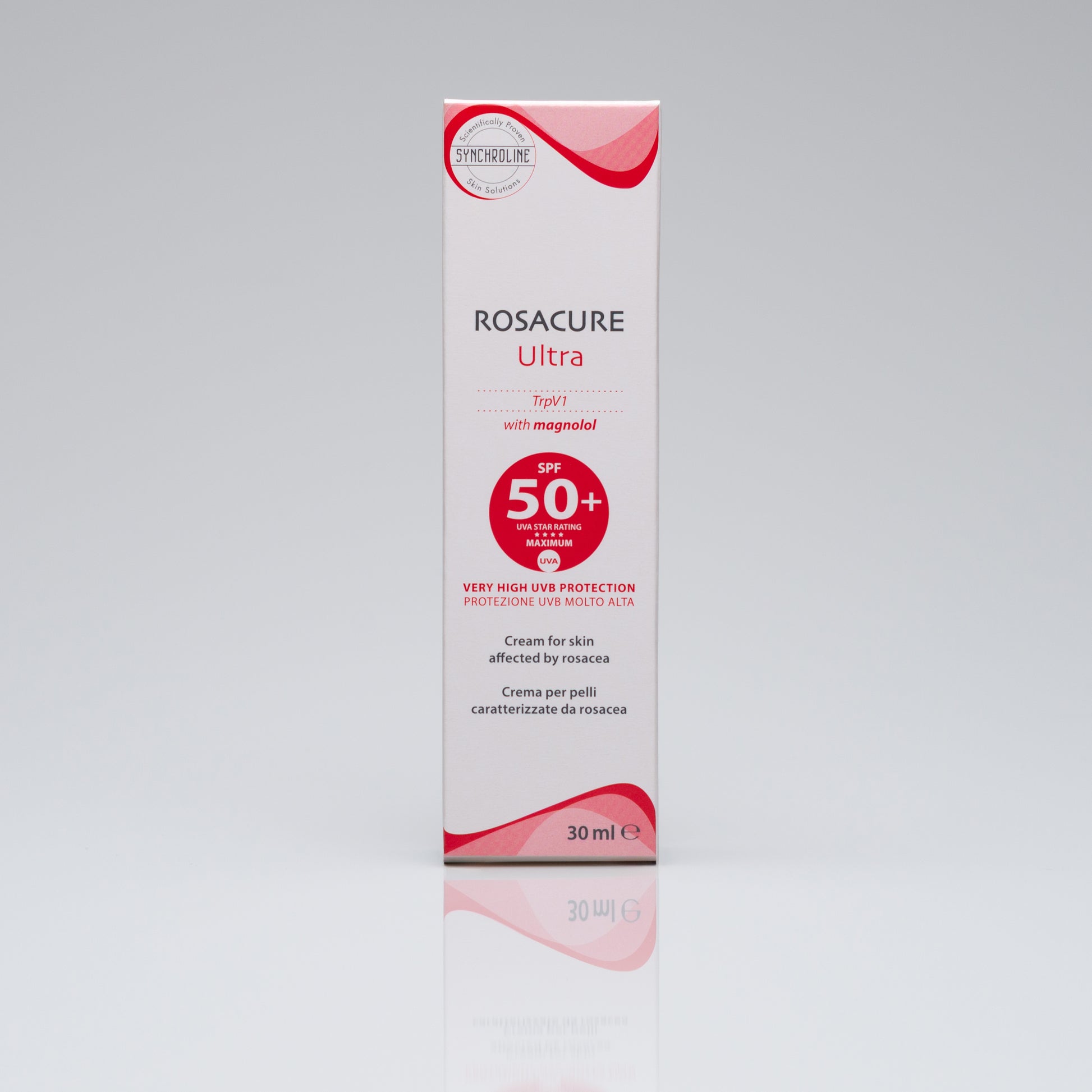 Rosacure Ultra for Skin Affected by Rosacea packaging on a gray background